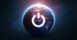 © dimazel - Earth globe with power switch symbol. Earth Hour concept. Earth planet on starry space background. Galaxies and lights. Elements of this image furnished by NASA