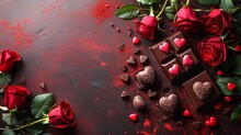 Elegant Valentine's Day Chocolate Assortment With Copy Space