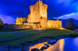 15th Century Ross castle at night, Co. Kerry, Ireland