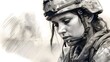 A female soldier grappling with PTSD, revealing the unseen scars of war.