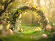 Easter forest with chicken. Ai generated