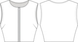 Fototapeta  - sleeveless darted zippered round neck crew neck cropped crop blouse top template technical drawing flat sketch cad mockup fashion woman design style model
