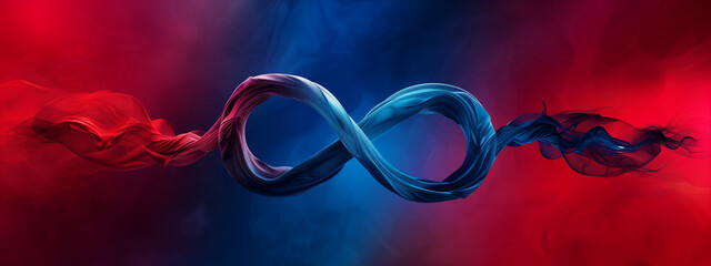Wall Mural - neon symbol loop sign light background 3d line abstract infinite glow digital blue shape concept ico