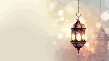 Wall Mural - Vector illustration, Muslim lamp and text 