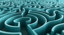 Abstract Background Of A Curved Maze In Turquoise Colors. 3D Render