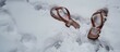 flip flop sandals in the snow. 