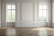 © Fotograf - Simple empty room with white walls and wood floors, suitable for interior design concepts