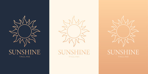 Wall Mural - Sun logotype. Logo set with three variants in different colors. Best for web, print, polygraphy, businesscards, signboards, logo and branding design. Nature logo concept.