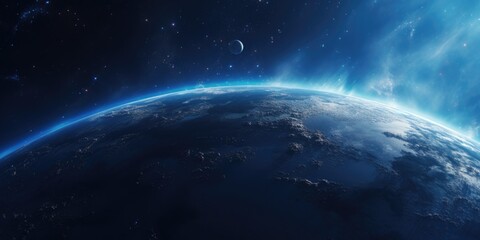 Canvas Print - earth seen from space with sun in background, suitable for science projects