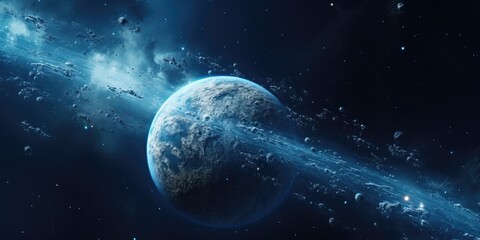 A mesmerizing view of planets and stars in outer space. Ideal for sci-fi or astronomy projects