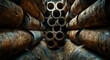 Large diameter pipes in warehouse