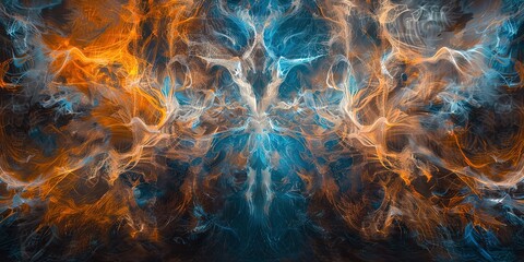 Wall Mural - abstraction of the struggle between heat and cold, color combination, hot and cold colors, struggle 