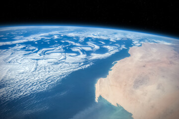 Wall Mural - blue planet earth from space. view of planet earth from space. coast of atlantic ocean west africa, 