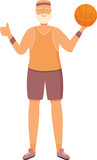 Fototapeta Dinusie - Senior man take basketball ball icon cartoon vector. Adult gym. Activity athletic