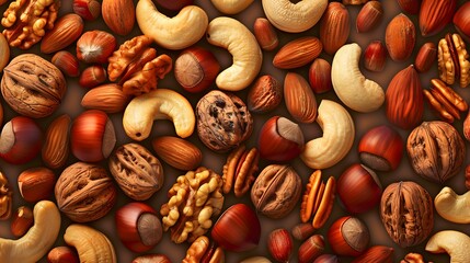 Wall Mural - Abstract background with different nuts in a heap
