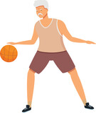 Fototapeta Dinusie - Motion basketball player icon cartoon vector. Senior person. Citizens active