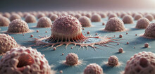Illustration Of A Migrating And Spreading Cancer Cell - Ai Generated