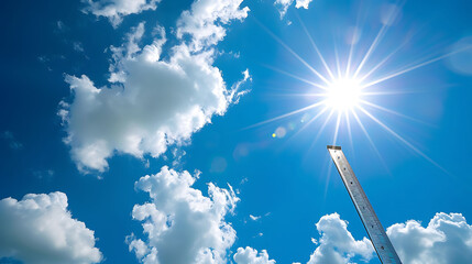 Wall Mural - sky with bright sun and thermometer