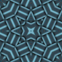 Seamless woven star pattern of stripes and lines. Square abstract pattern.