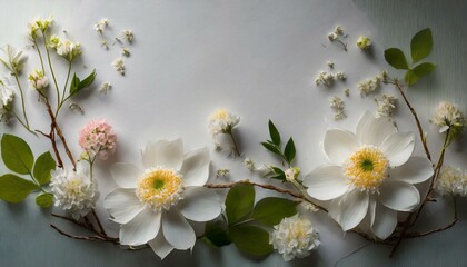  Paper flowers on a white background