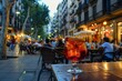 Refreshing Tinto de Verano Cocktail with Barcelona's Bustling Street Life Perfect for Summer and Lifestyle Themes