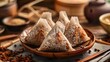 Close up,Copy space,Famous chinese food in dragon boat duan wu festival,Steamed rice dumplings