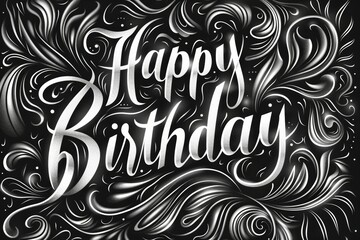 Wall Mural - Lettering Happy Birthday. Dark background with selective focus and copy space