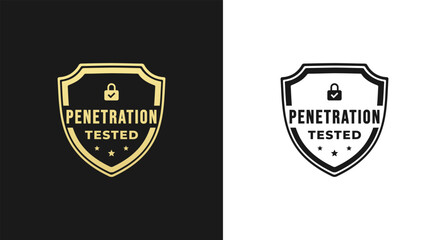 Wall Mural - Penetration tested label or Penetration tested logo vector on white and black background. Best Penetration logo for print design, product, websites, and more about Penetration tested.