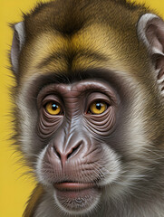 Poster - Cute monkey on the yellow