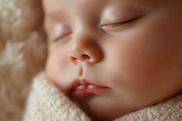 Wall Mural - Baby soundly sleeping, wrapped in a warm blanket.