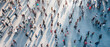 Panoramic view. Blurred abstract image of a crowd of anonymous people walking on busy city street.