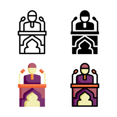 Wall Mural - Sermon icon set style collection in line, solid, flat, flat line style on white background