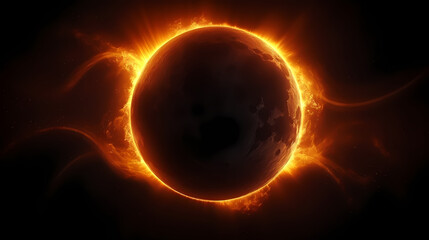 Wall Mural - Detailed illustration of a solar eclipse with the corona visible around the dark sun