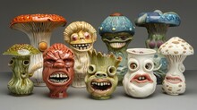 Spooky Yet Playful Ceramic Monster Tree And Mushroom Souvenir Accessories