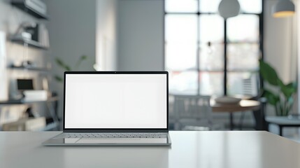 Wall Mural - Modern personal computer with blank white screen, keyboard, mobile phone and office accessories on desk at workplace of graphic designer, blogger. Electronic devices, technology and creativity