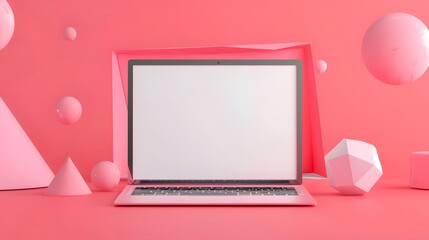 Wall Mural - Modern personal computer with blank white screen, keyboard, mobile phone and office accessories on desk at workplace of graphic designer, blogger. Electronic devices, technology and creativity