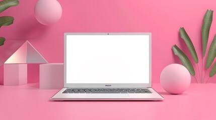 Wall Mural - Modern personal computer with blank white screen, keyboard, mobile phone and office accessories on desk at workplace of graphic designer, blogger. Electronic devices, technology and creativity