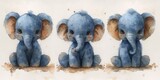 Fototapeta Dziecięca - Cute elephant watercolor painting with background
