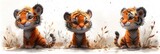 Fototapeta Dziecięca - Cute tiger watercolor painting with background
