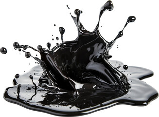 Wall Mural - Black ink splash isolated on transparent background. PNG