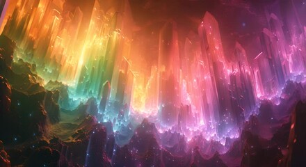 Poster - Crystal cave, jagged shapes in luminous colors