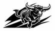 Bull in action, silhouette, logo, vector