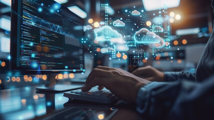 cloud computing technological concept for data transport.