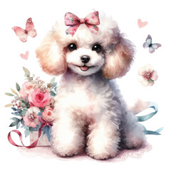 Wall Mural - dog cute   clipart watercolor 
