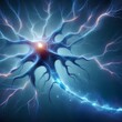 body of a neuron receiving an electrical impulse