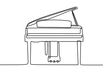 Wall Mural - One line drawing classical piano. Continuous line art hand drawn music instrument.