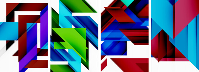 Triangle poster abstract background set for wallpaper, business card, cover, poster, banner, brochure, header, website