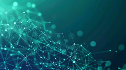 Digital technology banner green blue background concept with technology light effect, abstract tech,