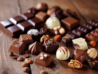 A Delicious Assortment of Various Types of Chocolates and Nuts