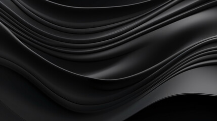 Wall Mural - Abstract black wavy background. Black and silver colors, Space for text or image